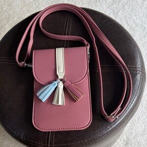 Pink Crossbody Bag with Tassels